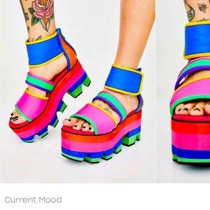 Current mood cosmic candy neon platform sandals size 9